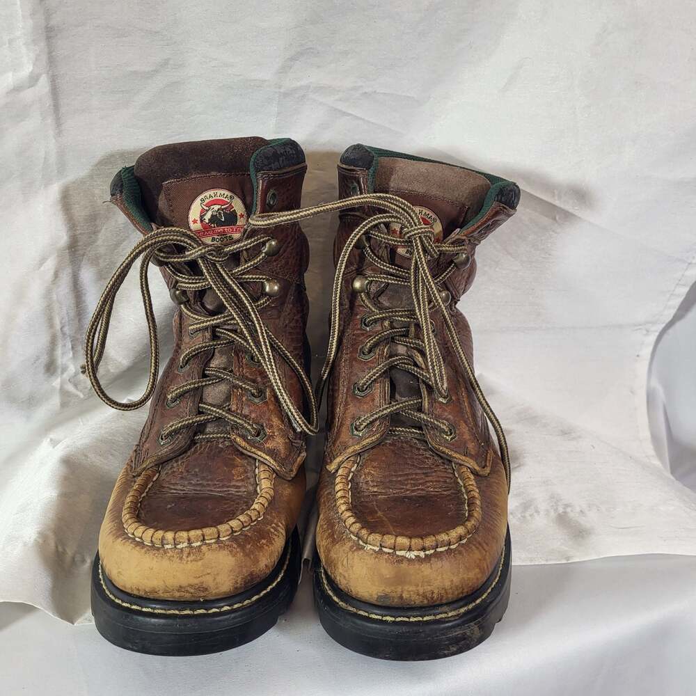 Brahma Legend Men's Brown Leather Moc Toe Work Boots Size 7.5